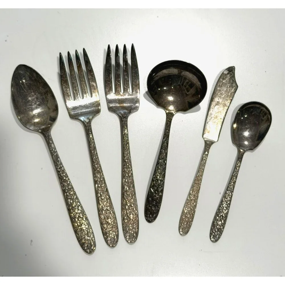National Silverplate Flatware NARCISSUS 6 SERVING PIECES vintage
